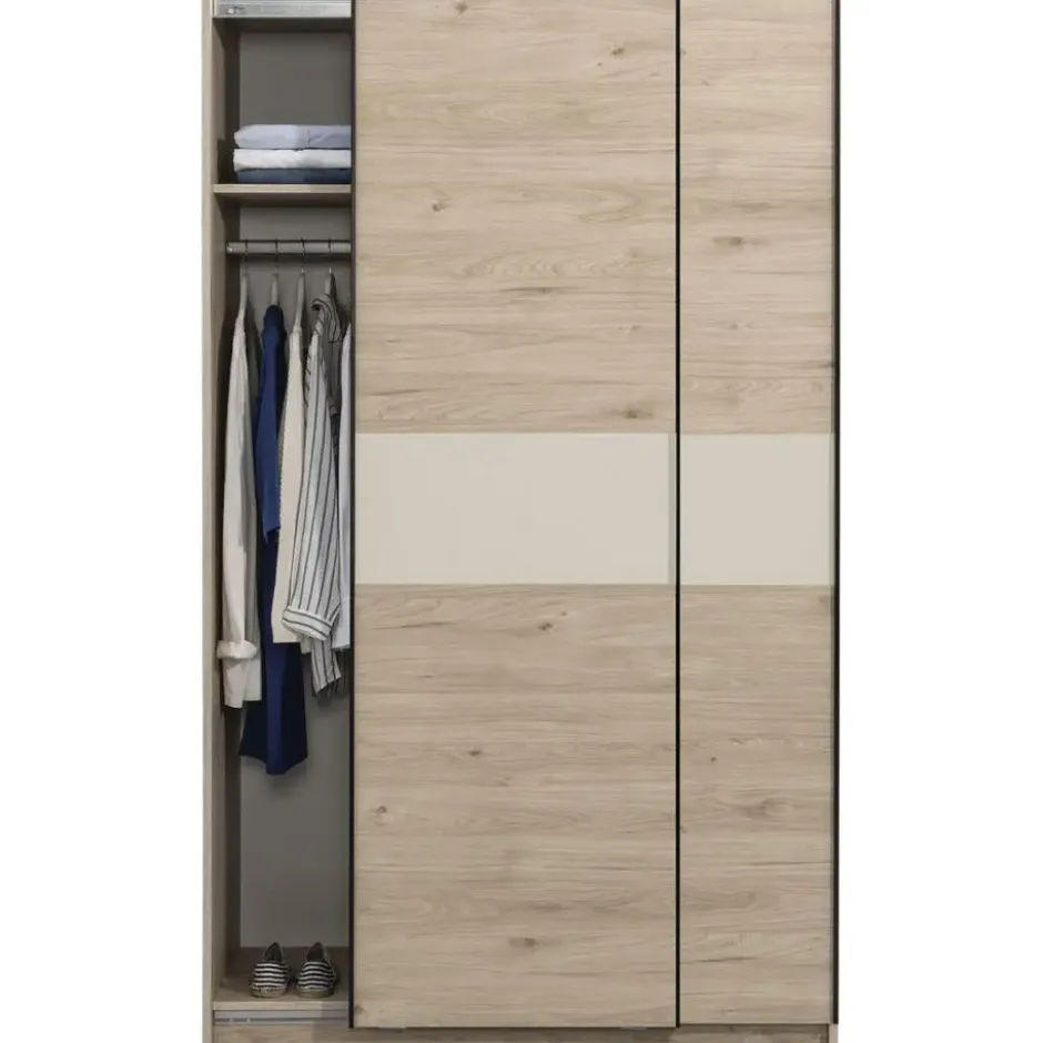 Schuifdeurkast Genua - eiken/greige - 204x122x60 cm