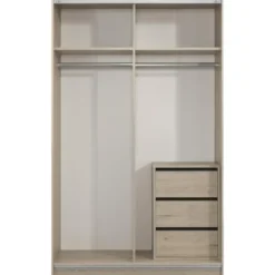 Schuifdeurkast Genua - eiken/greige - 204x122x60 cm