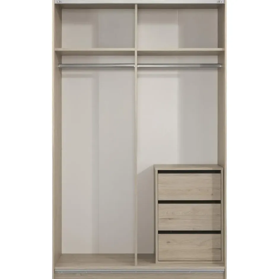 Schuifdeurkast Genua - eiken/greige - 204x122x60 cm