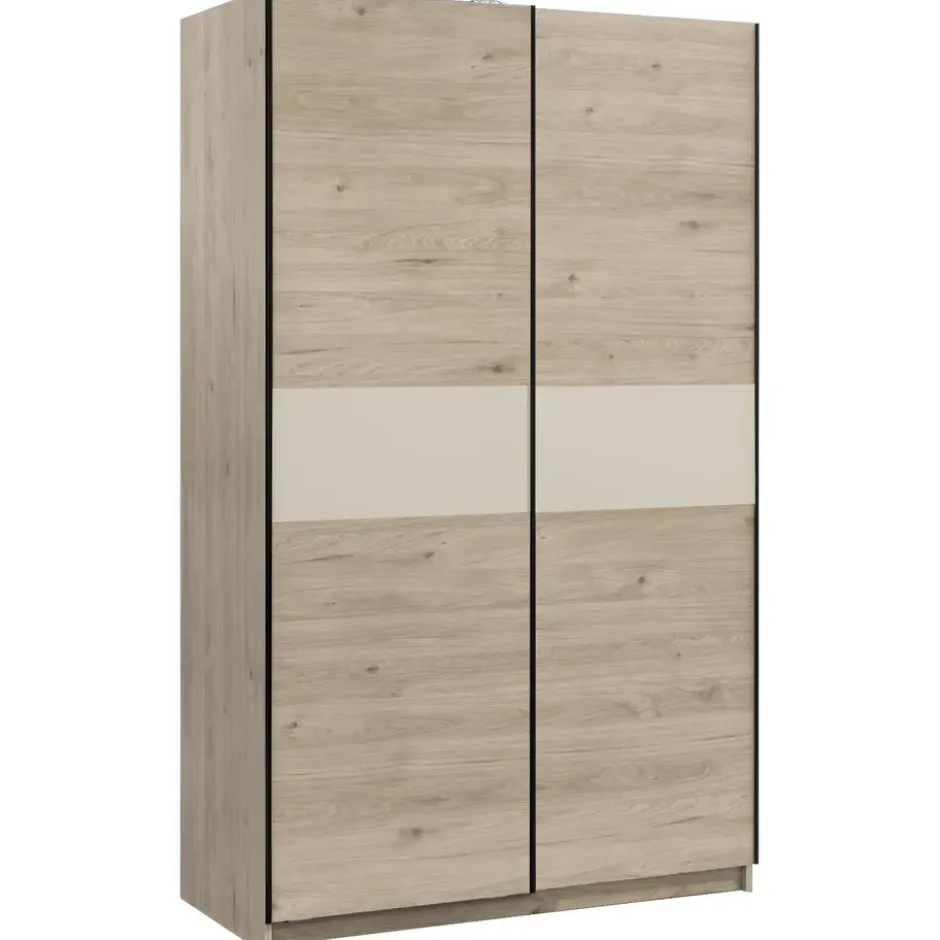 Schuifdeurkast Genua - eiken/greige - 204x122x60 cm
