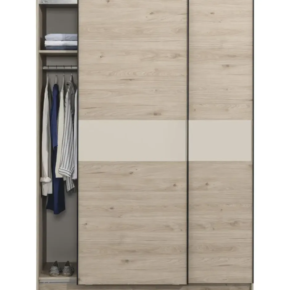 Schuifdeurkast Genua - eiken/greige - 204x150x60 cm