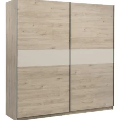 Schuifdeurkast Genua - eiken/greige - 204x200x60 cm