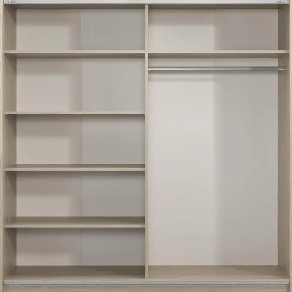 Schuifdeurkast Genua - eiken/greige - 204x200x60 cm
