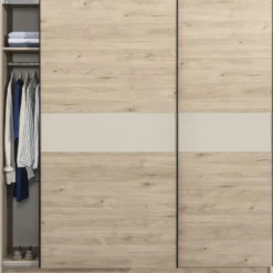 Schuifdeurkast Genua - eiken/greige - 204x200x60 cm