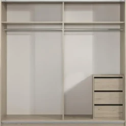 Schuifdeurkast Genua - eiken/greige - 204x200x60 cm
