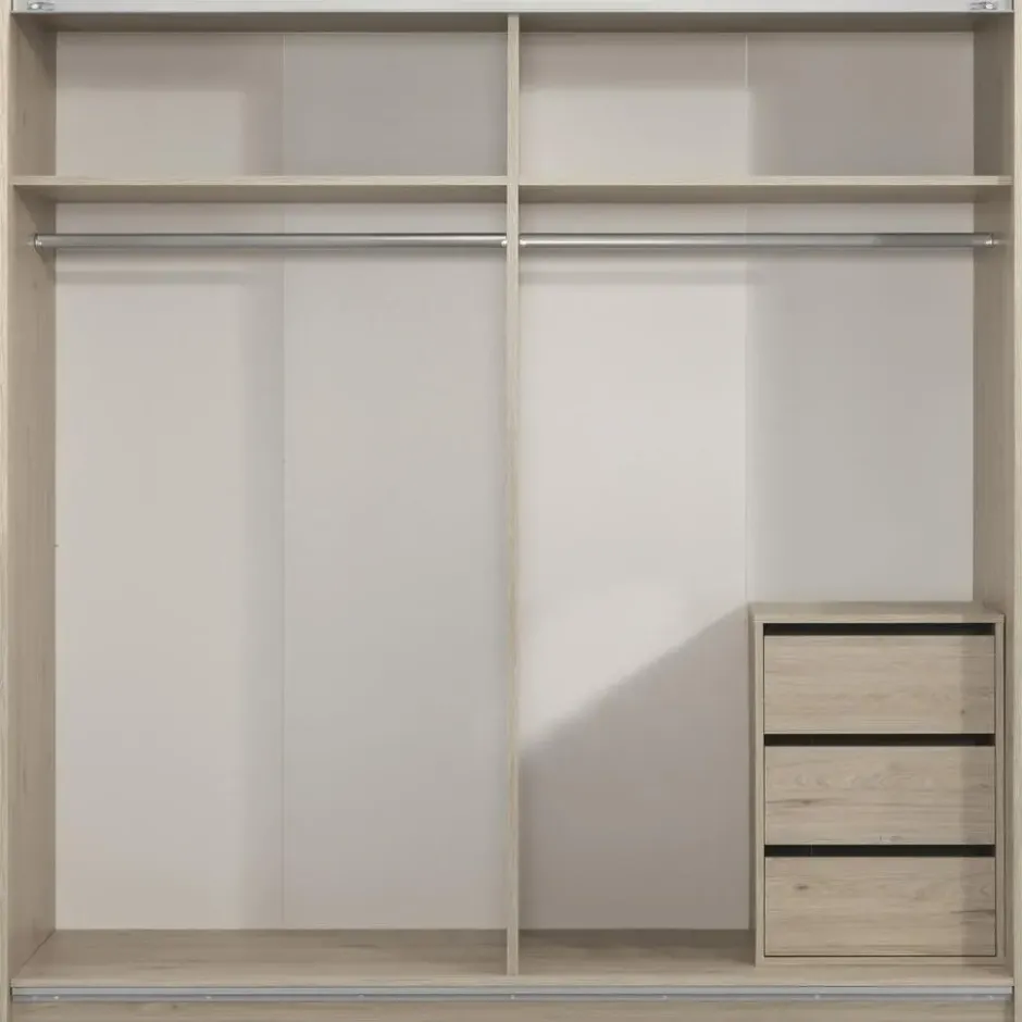 Schuifdeurkast Genua - eiken/greige - 204x200x60 cm