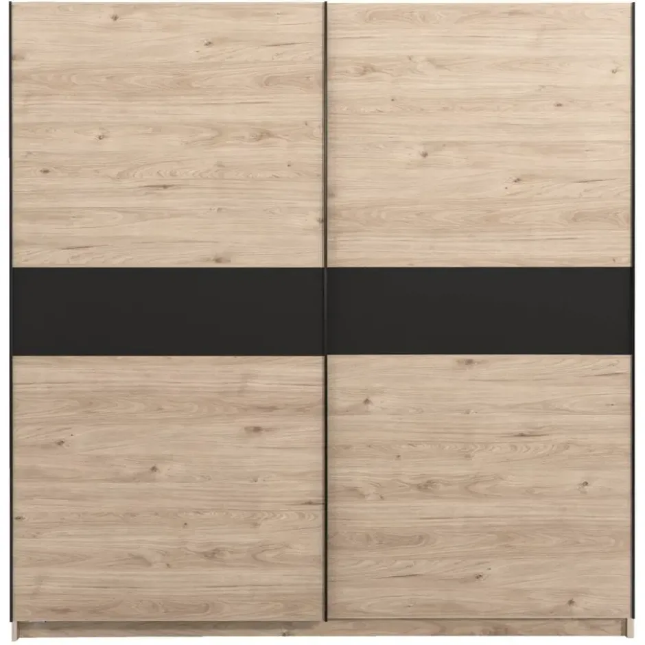 Schuifdeurkast Genua - eikenkleur/antraciet - 204x200x60 cm