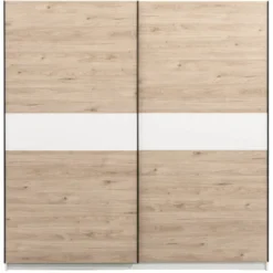 Schuifdeurkast Genua - eikenkleur/wit - 204x200x60 cm
