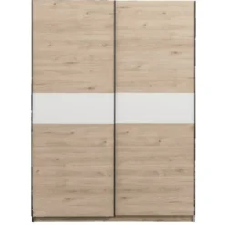 Schuifdeurkast Genua - eikenkleur/wit - 204x150x60 cm