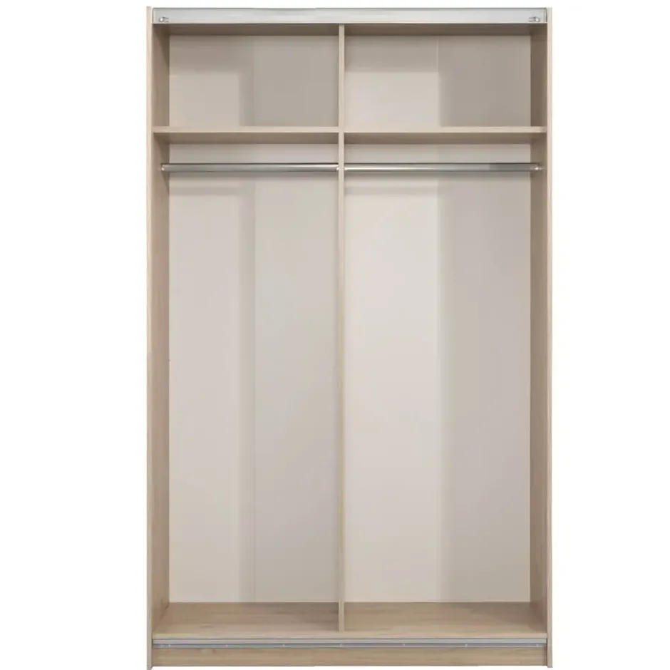 Schuifdeurkast Genua - eikenkleur/wit - 204x122x60 cm