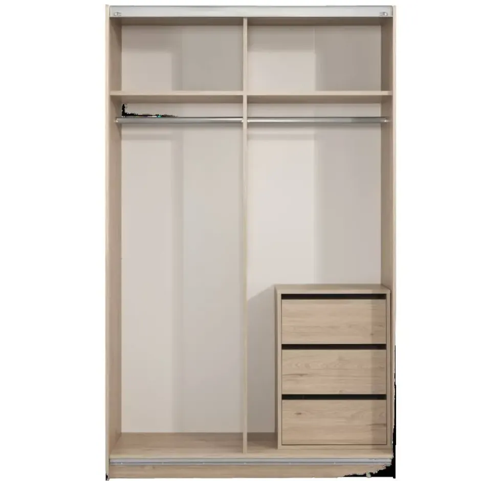 Schuifdeurkast Genua - eikenkleur/wit - 204x122x60 cm