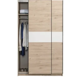 Schuifdeurkast Genua - eikenkleur/wit - 204x122x60 cm