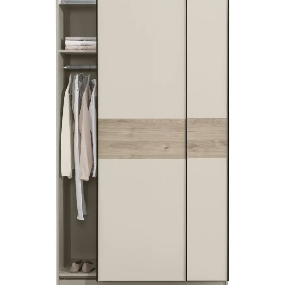 Schuifdeurkast Genua - greige/eiken - 204x122x60 cm