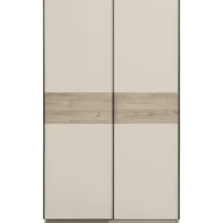 Schuifdeurkast Genua - greige/eiken - 204x122x60 cm