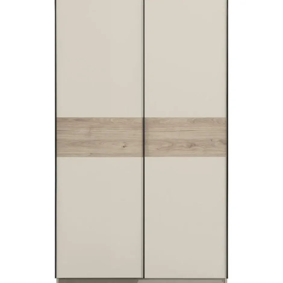 Schuifdeurkast Genua - greige/eiken - 204x122x60 cm