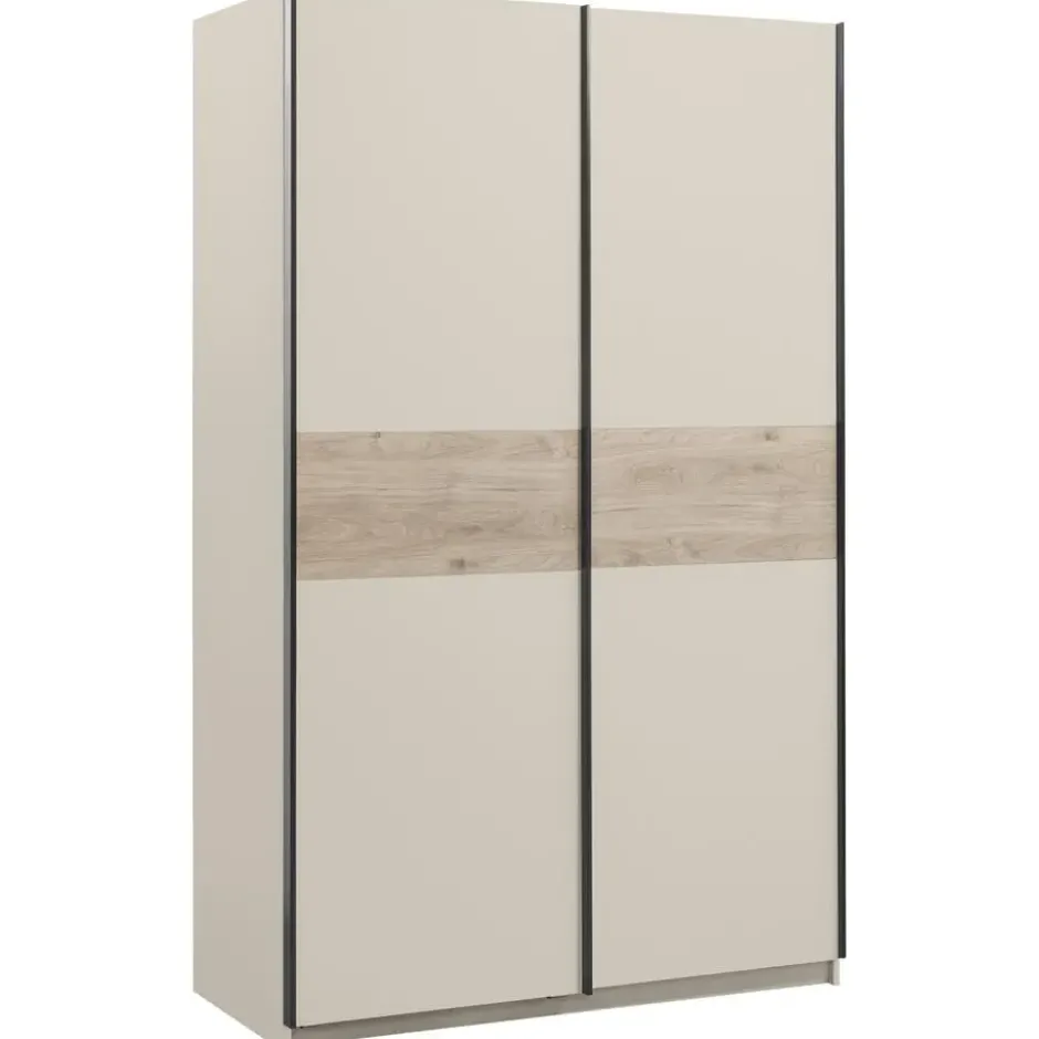 Schuifdeurkast Genua - greige/eiken - 204x122x60 cm