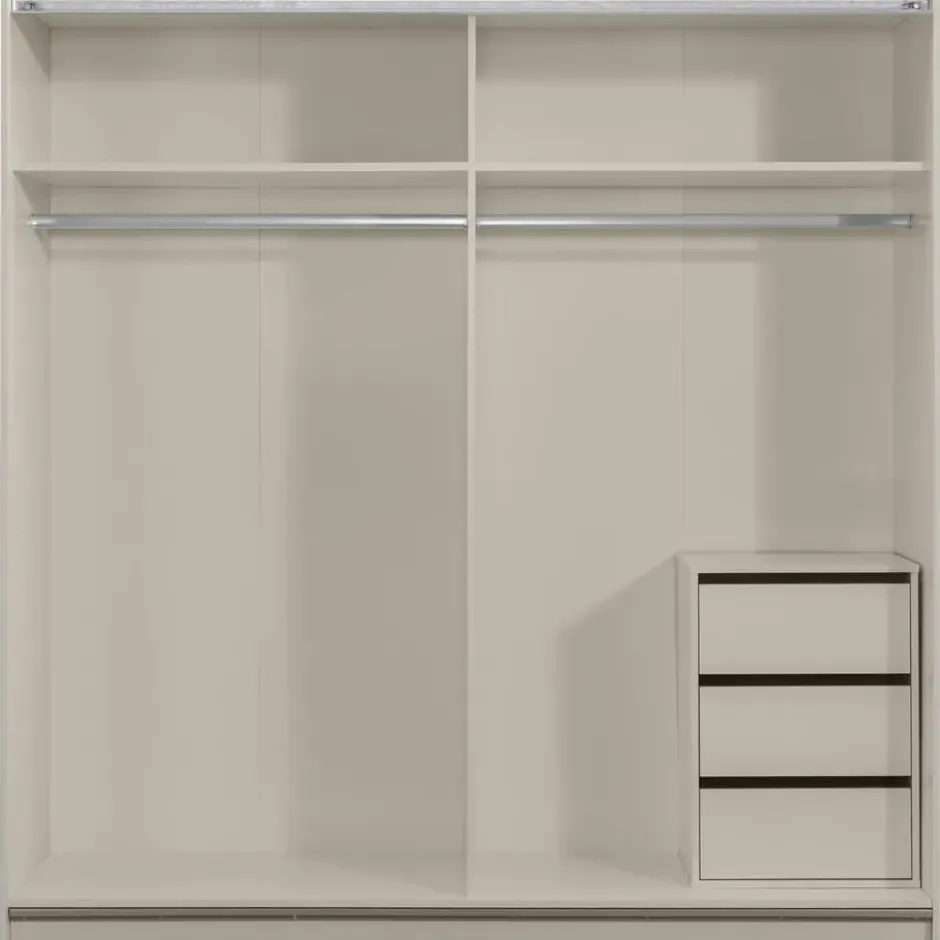 Schuifdeurkast Genua - greige/eiken - 204x200x60 cm