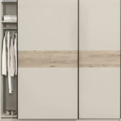 Schuifdeurkast Genua - greige/eiken - 204x200x60 cm
