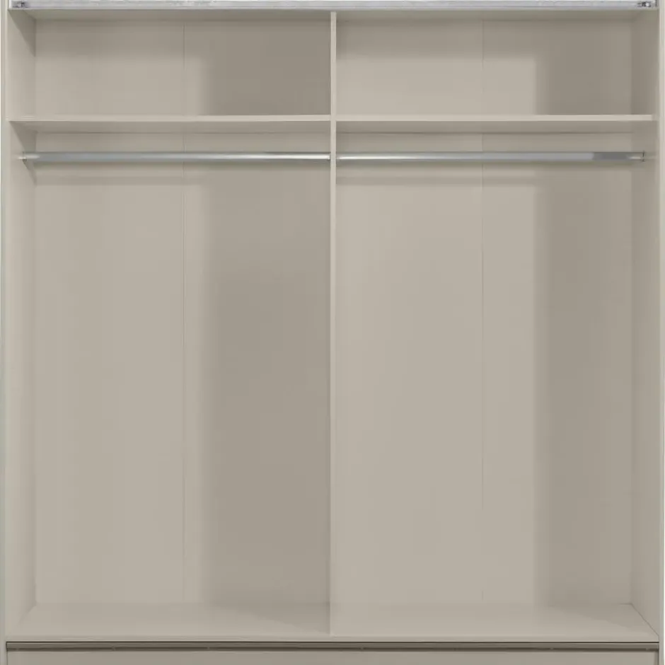 Schuifdeurkast Genua - greige/eiken - 204x200x60 cm