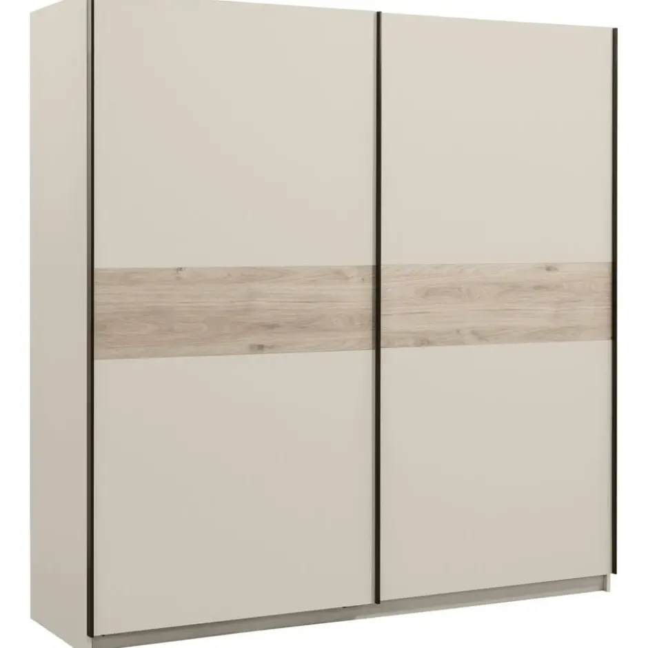 Schuifdeurkast Genua - greige/eiken - 204x200x60 cm
