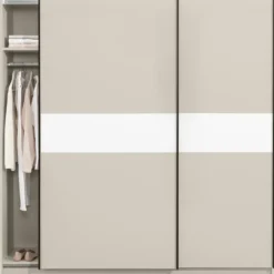 Schuifdeurkast Genua - greige/wit - 204x200x60 cm