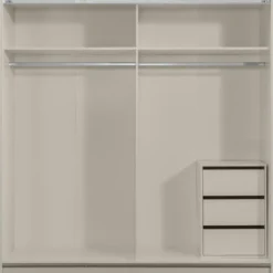Schuifdeurkast Genua - greige/wit - 204x200x60 cm