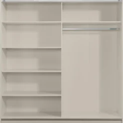 Schuifdeurkast Genua - greige/wit - 204x200x60 cm