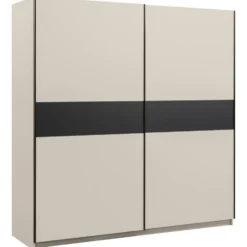Schuifdeurkast Genua - greige/antraciet - 204x200x60 cm