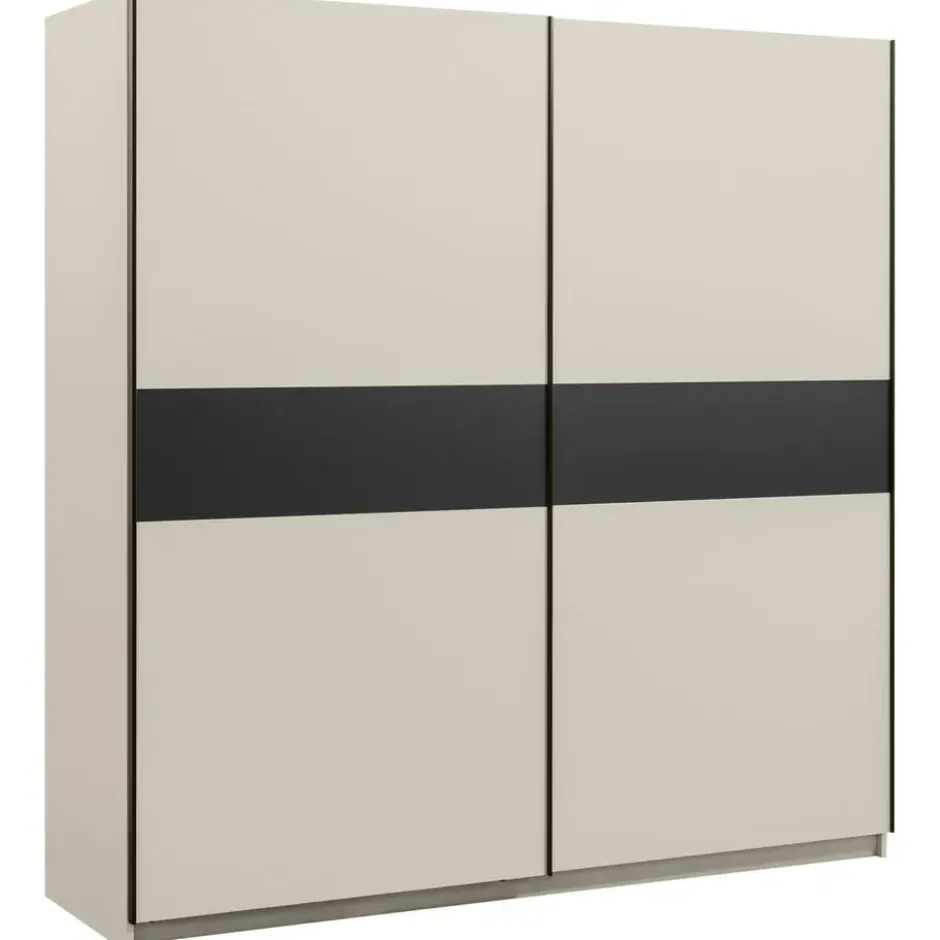 Schuifdeurkast Genua - greige/antraciet - 204x200x60 cm