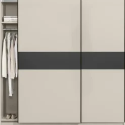Schuifdeurkast Genua - greige/antraciet - 204x200x60 cm