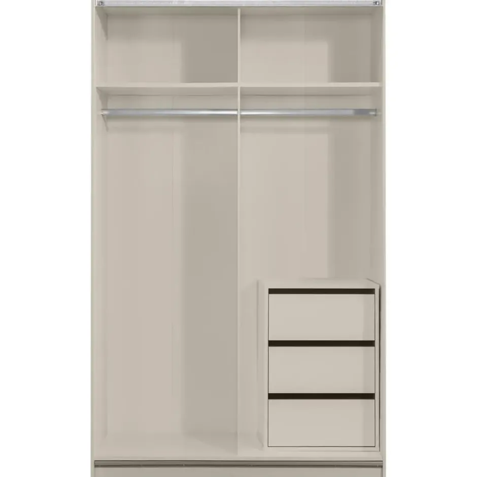 Schuifdeurkast Genua - greige/wit - 204x122x60 cm