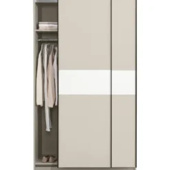 Schuifdeurkast Genua - greige/wit - 204x122x60 cm