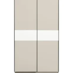 Schuifdeurkast Genua - greige/wit - 204x122x60 cm