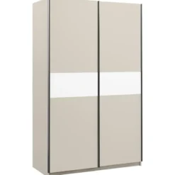 Schuifdeurkast Genua - greige/wit - 204x122x60 cm