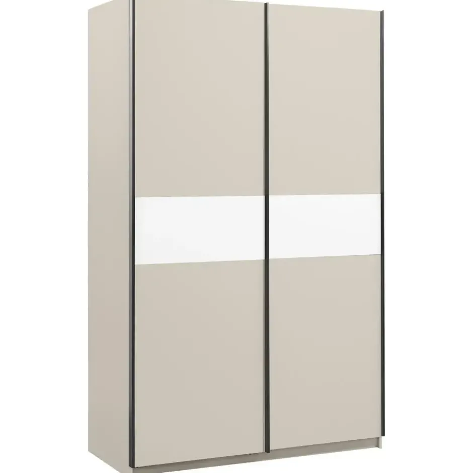 Schuifdeurkast Genua - greige/wit - 204x122x60 cm