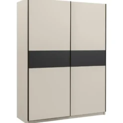 Schuifdeurkast Genua - greige/antraciet - 204x150x60 cm