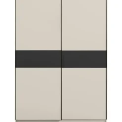 Schuifdeurkast Genua - greige/antraciet - 204x150x60 cm