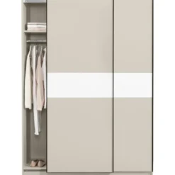 Schuifdeurkast Genua - greige/wit - 204x150x60 cm