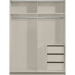 Schuifdeurkast Genua - greige/wit - 204x150x60 cm