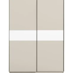 Schuifdeurkast Genua - greige/wit - 204x150x60 cm