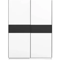 Schuifdeurkast Genua - wit/antraciet - 204x150x60 cm