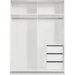 Schuifdeurkast Genua - wit/antraciet - 204x150x60 cm