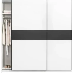 Schuifdeurkast Genua - wit/antraciet - 204x200x60 cm