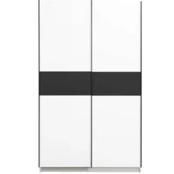 Schuifdeurkast Genua - wit/antraciet - 204x122x60 cm