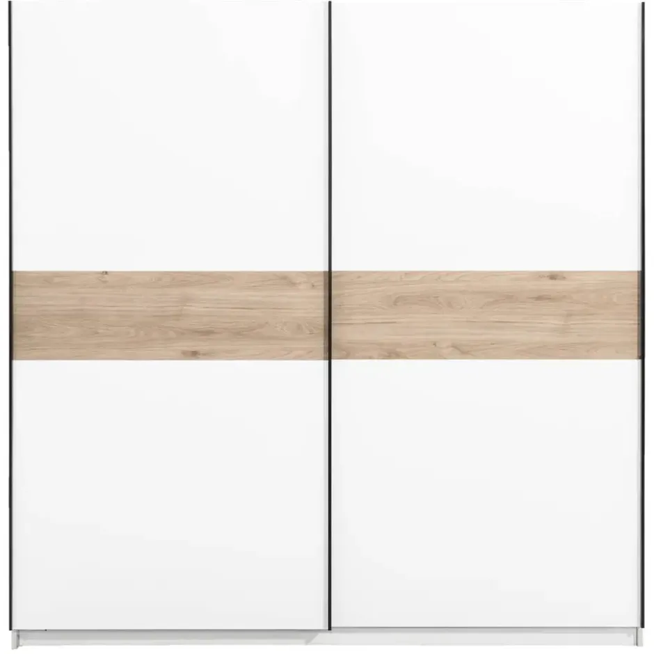 Schuifdeurkast Genua - wit/eikenkleur - 204x200x60 cm