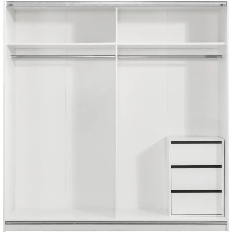 Schuifdeurkast Genua - wit/eikenkleur - 204x200x60 cm