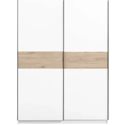 Schuifdeurkast Genua - wit/eikenkleur - 204x150x60 cm
