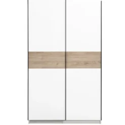 Schuifdeurkast Genua - wit/eikenkleur - 204x122x60 cm