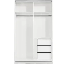 Schuifdeurkast Genua - wit/eikenkleur - 204x122x60 cm