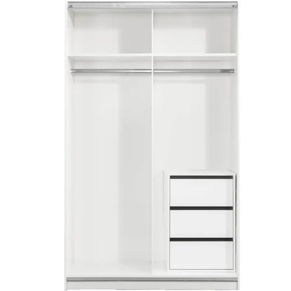 Schuifdeurkast Genua - wit/eikenkleur - 204x122x60 cm